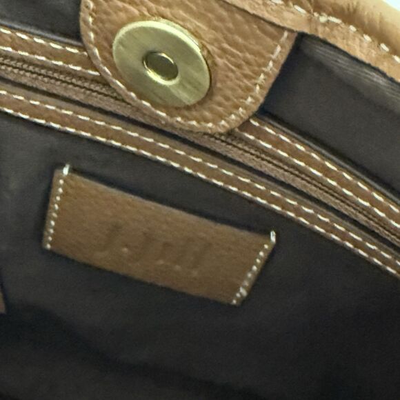 J Jill Straw Leather Trim Small Crossbody Brown Top Handle And Detachable Strap - Picture 7 of 7